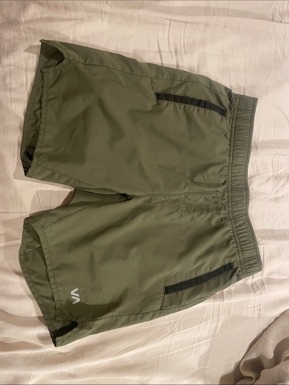 RVCA Olive Green Athletic Shorts with Black Trim